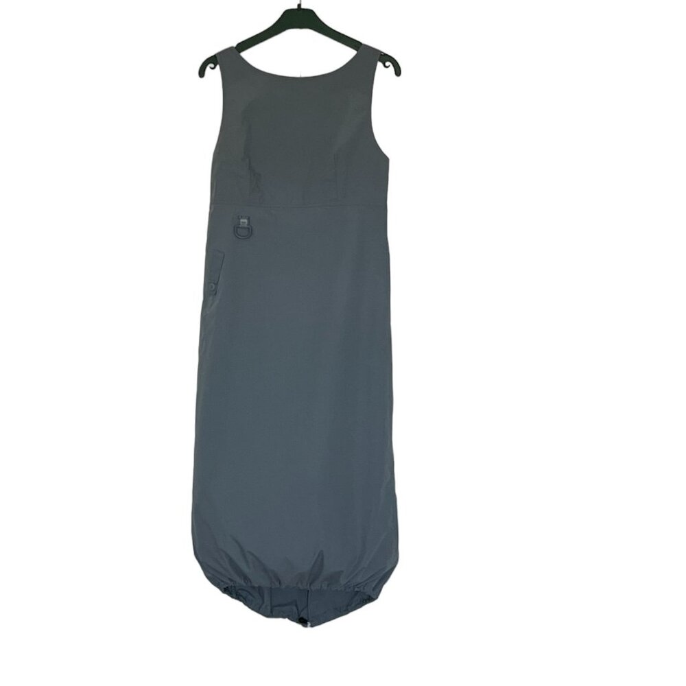 tech balloon parachute hem midi dress adjustable toggle hem sleeveless cargo